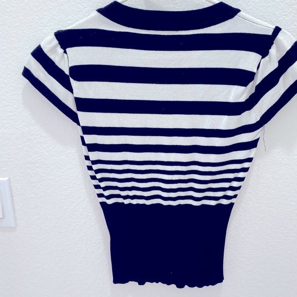 Bebe black & white striped top.  Size M. - Picture 2 of 4